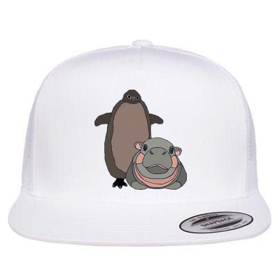 Pesto The Penguin And Moo Deng The Baby Hippo Flatbill Hat