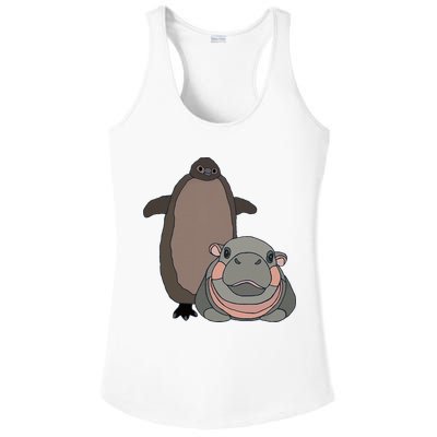Pesto The Penguin And Moo Deng The Baby Hippo Ladies PosiCharge Competitor Racerback Tank
