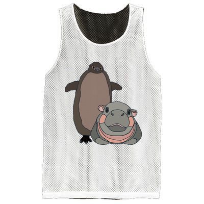 Pesto The Penguin And Moo Deng The Baby Hippo Mesh Reversible Basketball Jersey Tank