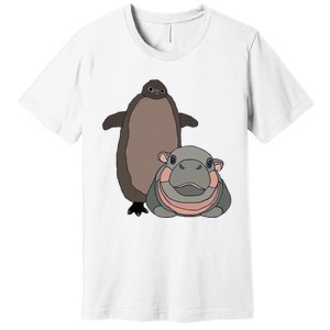 Pesto The Penguin And Moo Deng The Baby Hippo Premium T-Shirt