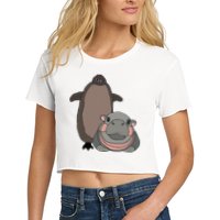 Pesto The Penguin And Moo Deng The Baby Hippo Women's Crop Top Tee