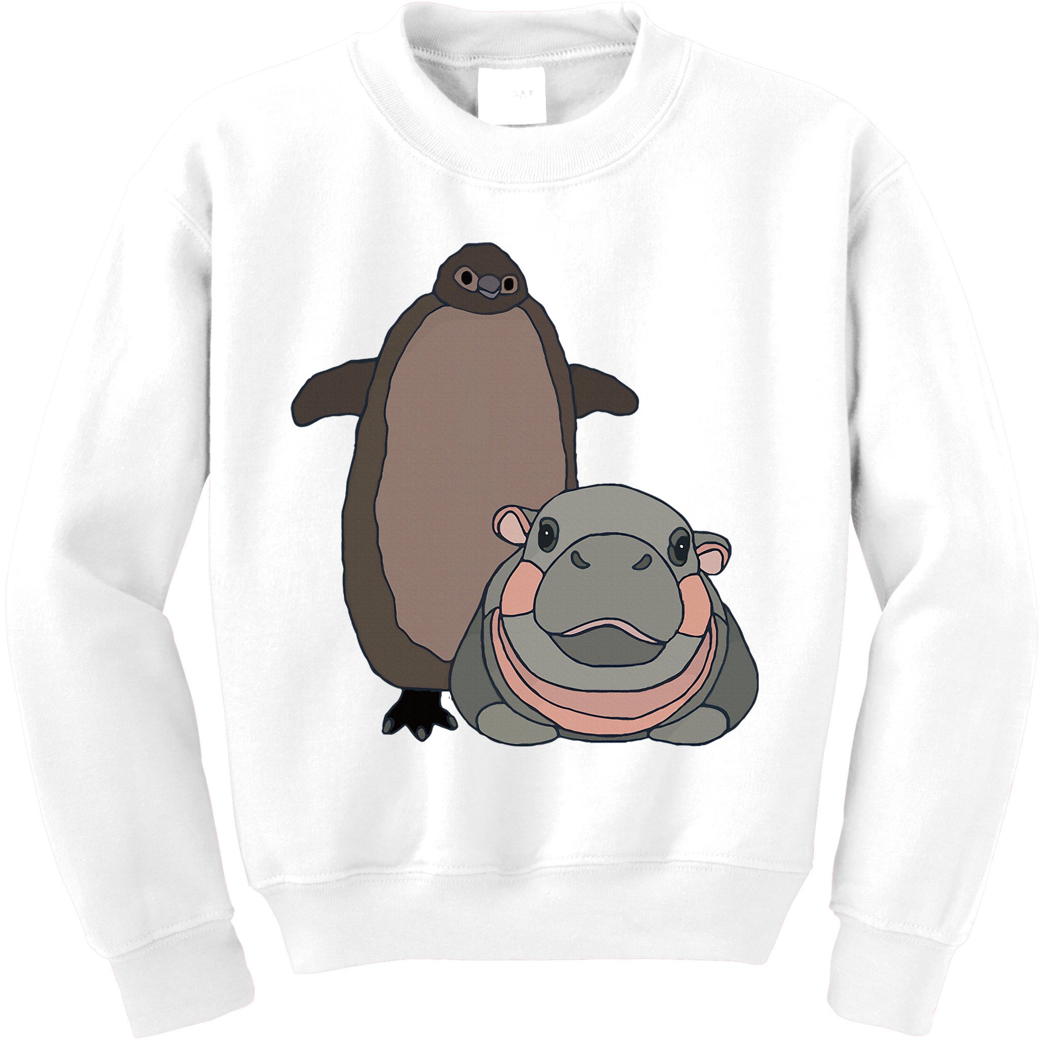 Pesto The Penguin And Moo Deng The Baby Hippo Kids Sweatshirt