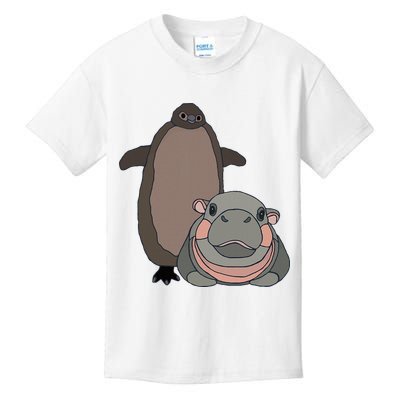 Pesto The Penguin And Moo Deng The Baby Hippo Kids T-Shirt