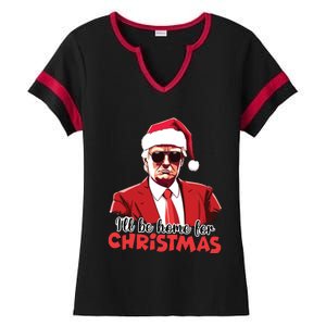 President Trump Pajamas ILl Be Home Christmas For Women Ladies Halftime Notch Neck Tee