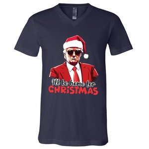 President Trump Pajamas ILl Be Home Christmas For Women V-Neck T-Shirt