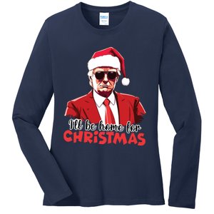 President Trump Pajamas ILl Be Home Christmas For Women Ladies Long Sleeve Shirt