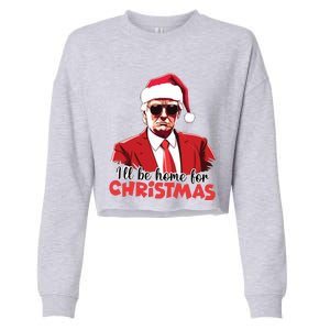 President Trump Pajamas ILl Be Home Christmas For Women Cropped Pullover Crew