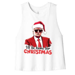 President Trump Pajamas ILl Be Home Christmas For Women Women's Racerback Cropped Tank