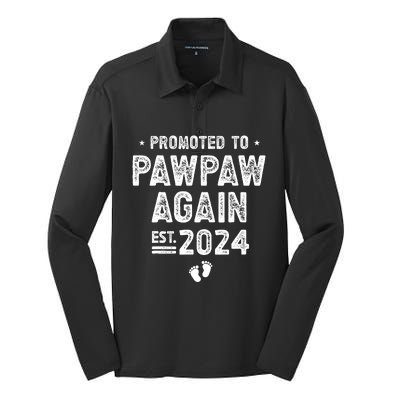 Promoted to Pawpaw Again 2024 Soon To Be Pawpaw Silk Touch Performance Long Sleeve Polo