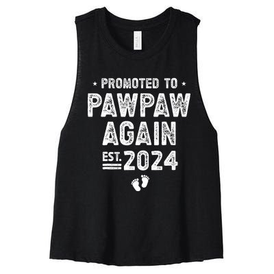 Promoted to Pawpaw Again 2024 Soon To Be Pawpaw Women's Racerback Cropped Tank