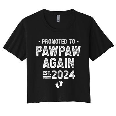 Promoted to Pawpaw Again 2024 Soon To Be Pawpaw Women's Crop Top Tee