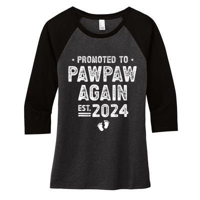 Promoted to Pawpaw Again 2024 Soon To Be Pawpaw Women's Tri-Blend 3/4-Sleeve Raglan Shirt