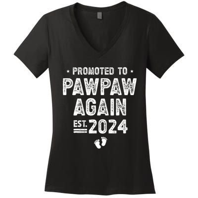 Promoted to Pawpaw Again 2024 Soon To Be Pawpaw Women's V-Neck T-Shirt