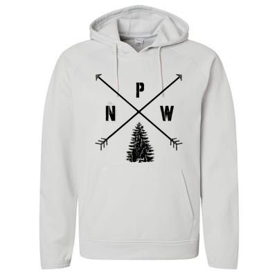 Pine Tree Pacific Northwest PNW Arrows Performance Fleece Hoodie