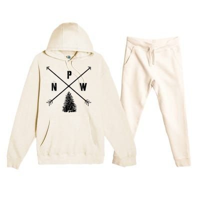 Pine Tree Pacific Northwest PNW Arrows Premium Hooded Sweatsuit Set