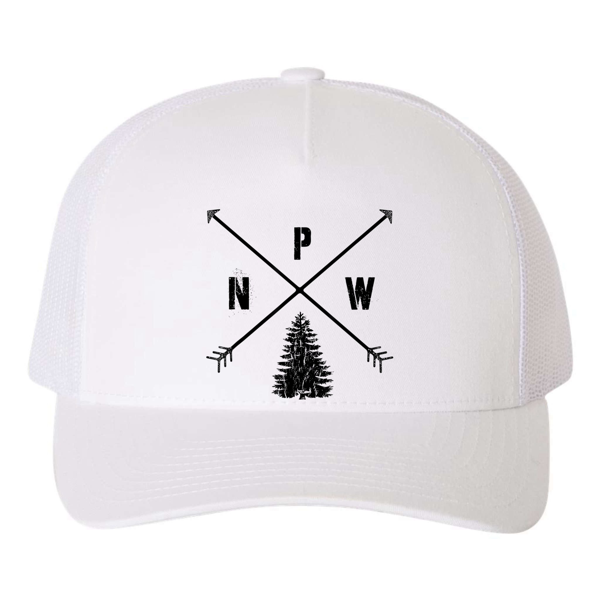 Pine Tree Pacific Northwest PNW Arrows Yupoong Adult 5-Panel Trucker Hat