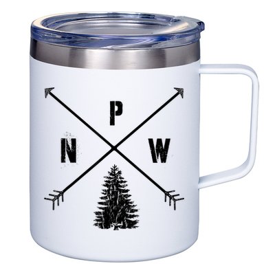 Pine Tree Pacific Northwest PNW Arrows 12oz Stainless Steel Coffee Mug