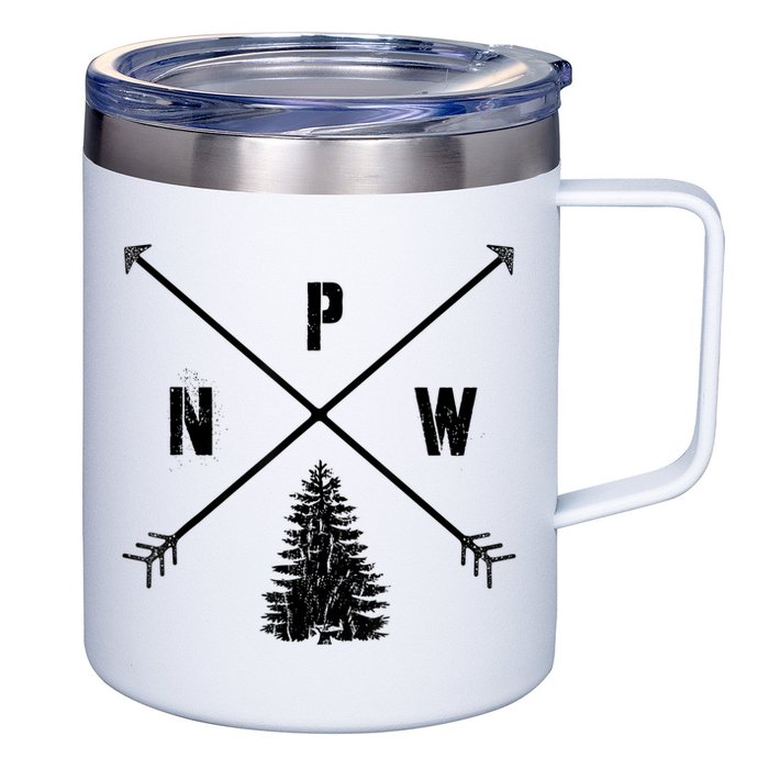 Pine Tree Pacific Northwest PNW Arrows 12oz Stainless Steel Coffee Mug