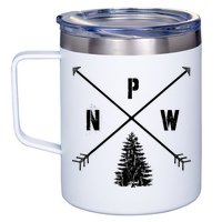 Pine Tree Pacific Northwest PNW Arrows 12oz Stainless Steel Coffee Mug