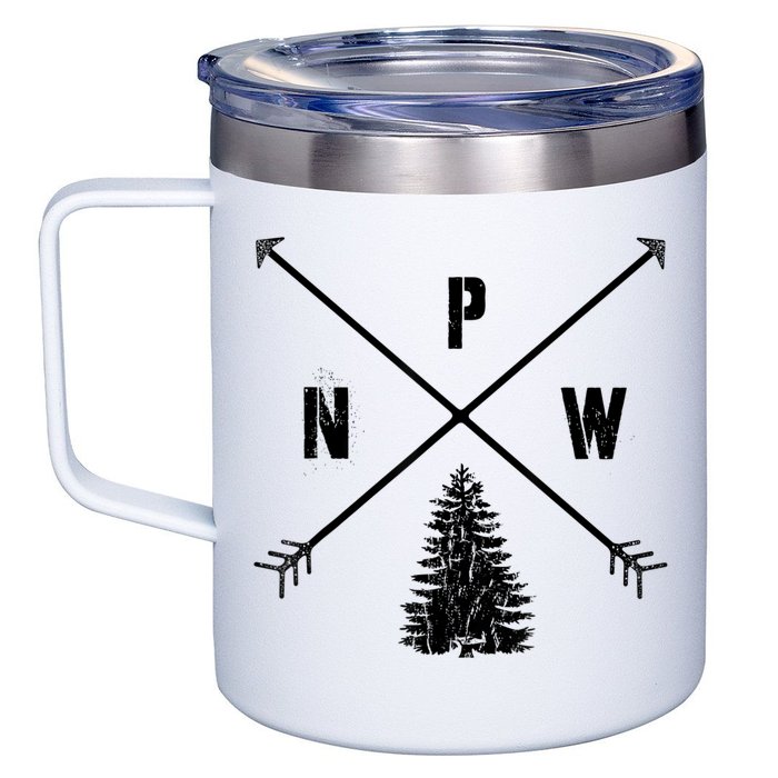 Pine Tree Pacific Northwest PNW Arrows 12oz Stainless Steel Coffee Mug