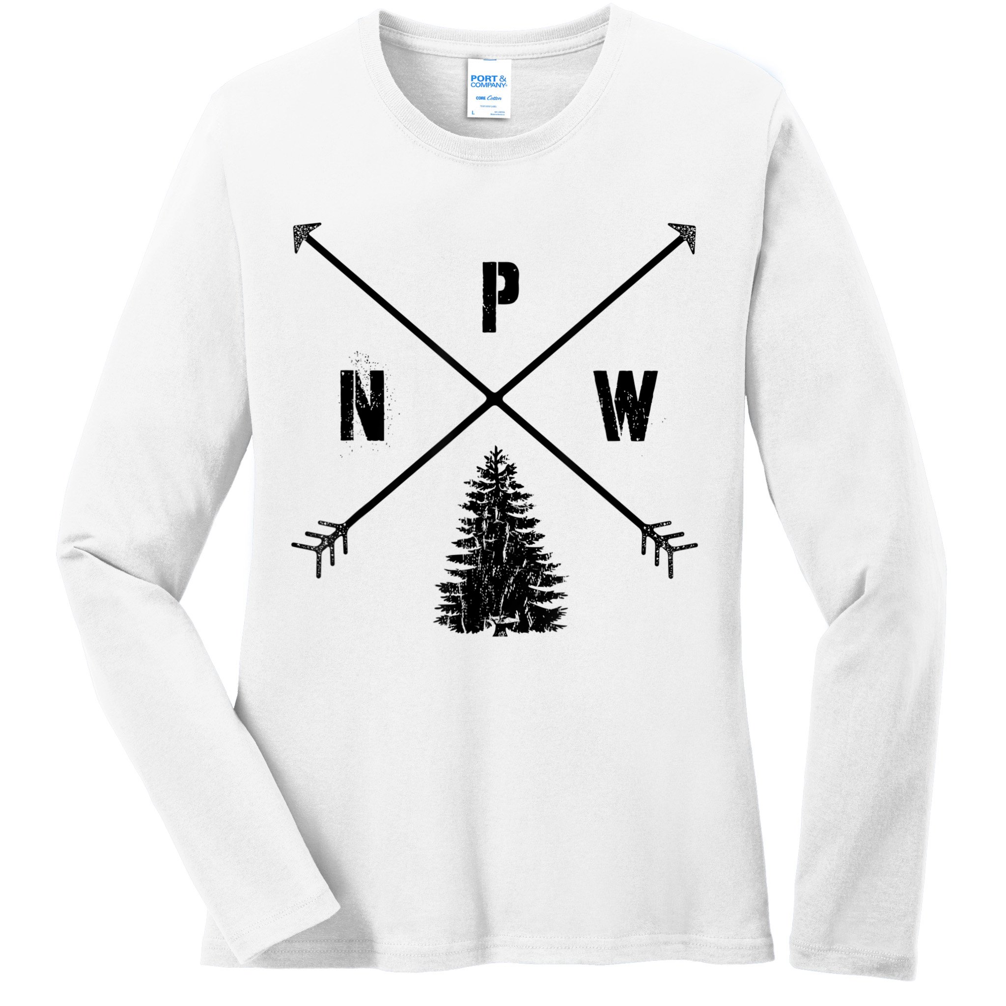 Pine Tree Pacific Northwest PNW Arrows Ladies Long Sleeve Shirt