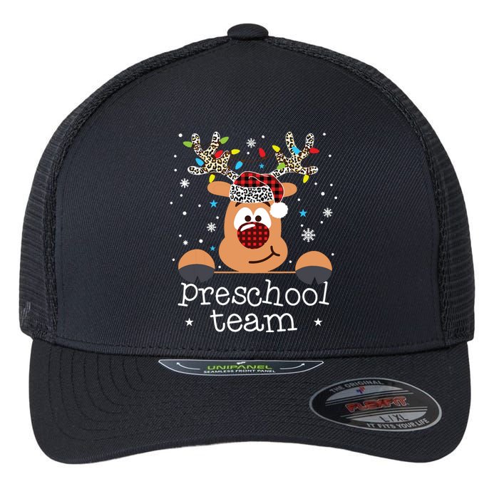 Preschool Team Plaid Reindeer Santa Hat Teacher Christmas Flexfit Unipanel Trucker Cap