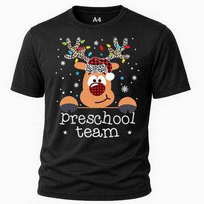 Preschool Team Plaid Reindeer Santa Hat Teacher Christmas Cooling Performance Crew T-Shirt