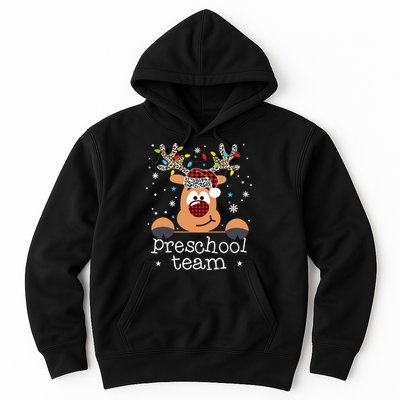 Preschool Team Plaid Reindeer Santa Hat Teacher Christmas Hoodie