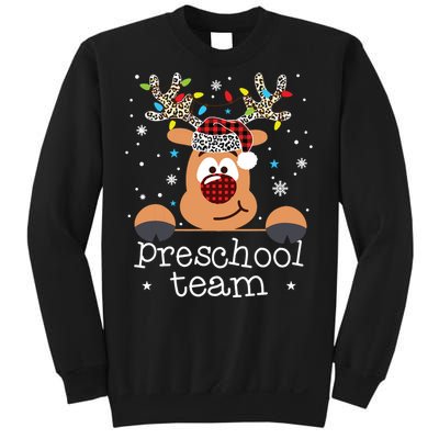 Preschool Team Plaid Reindeer Santa Hat Teacher Christmas Sweatshirt