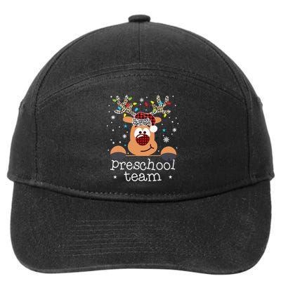 Preschool Team Plaid Reindeer Santa Hat Teacher Christmas 7-Panel Snapback Hat