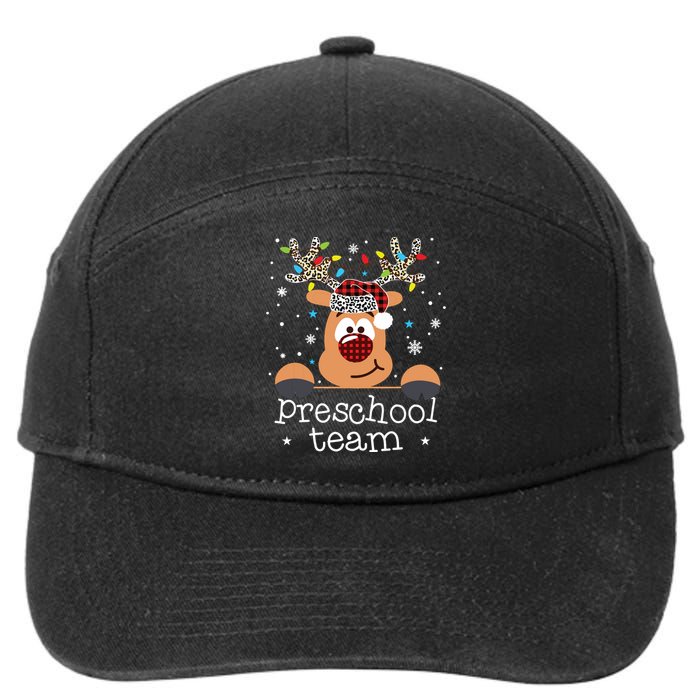 Preschool Team Plaid Reindeer Santa Hat Teacher Christmas 7-Panel Snapback Hat