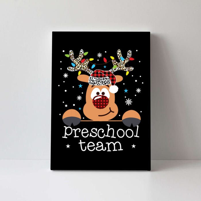 Preschool Team Plaid Reindeer Santa Hat Teacher Christmas Canvas