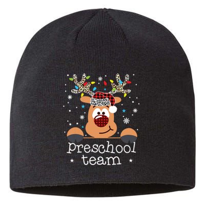 Preschool Team Plaid Reindeer Santa Hat Teacher Christmas Sustainable Beanie