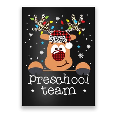 Preschool Team Plaid Reindeer Santa Hat Teacher Christmas Poster