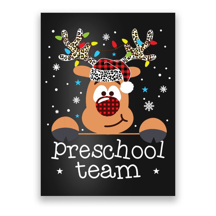 Preschool Team Plaid Reindeer Santa Hat Teacher Christmas Poster