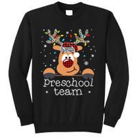 Preschool Team Plaid Reindeer Santa Hat Teacher Christmas Tall Sweatshirt