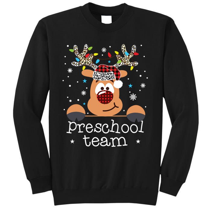 Preschool Team Plaid Reindeer Santa Hat Teacher Christmas Tall Sweatshirt