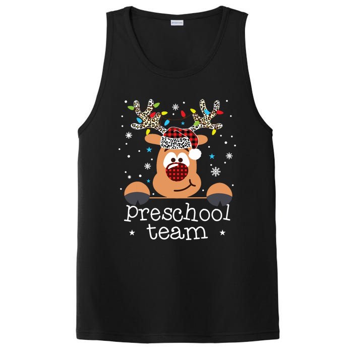 Preschool Team Plaid Reindeer Santa Hat Teacher Christmas PosiCharge Competitor Tank