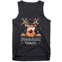 Preschool Team Plaid Reindeer Santa Hat Teacher Christmas Tank Top