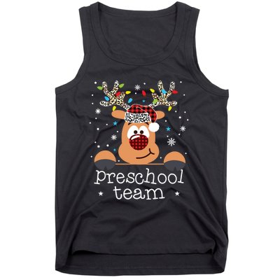 Preschool Team Plaid Reindeer Santa Hat Teacher Christmas Tank Top