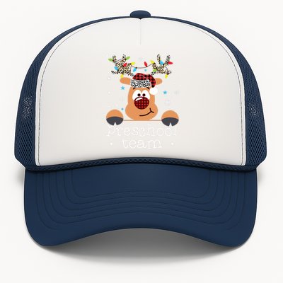 Preschool Team Plaid Reindeer Santa Hat Teacher Christmas Trucker Hat