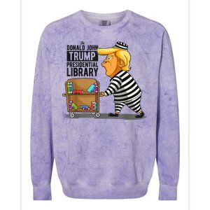 Prison Trump Presidential Library Funny Anti Trump Colorblast Crewneck Sweatshirt