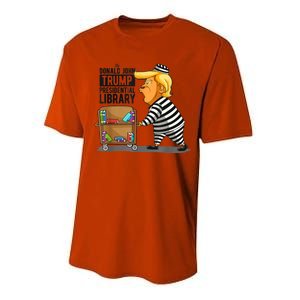 Prison Trump Presidential Library Funny Anti Trump Performance Sprint T-Shirt