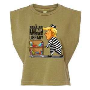 Prison Trump Presidential Library Funny Anti Trump Garment-Dyed Women's Muscle Tee