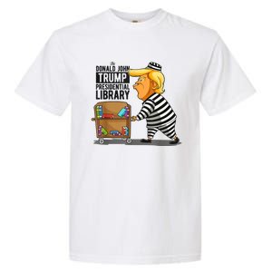 Prison Trump Presidential Library Funny Anti Trump Garment-Dyed Heavyweight T-Shirt