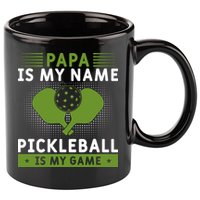 Pickleball Team Papa Is My Name Pickleball Is My Game Paddles Sport Gift 11oz C Handle Ceramic Mug