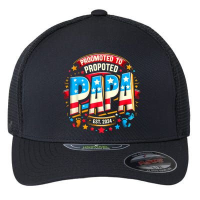 Promoted To Papa Est. 2024 New Papa Fathers Day Flexfit Unipanel Trucker Cap