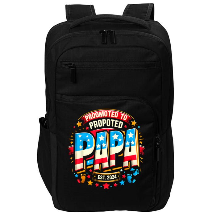 Promoted To Papa Est. 2024 New Papa Fathers Day Impact Tech Backpack