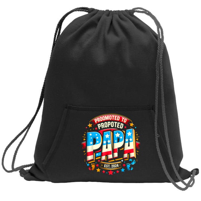 Promoted To Papa Est. 2024 New Papa Fathers Day Sweatshirt Cinch Pack Bag