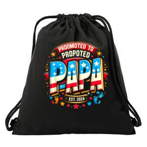 Promoted To Papa Est. 2024 New Papa Fathers Day Drawstring Bag